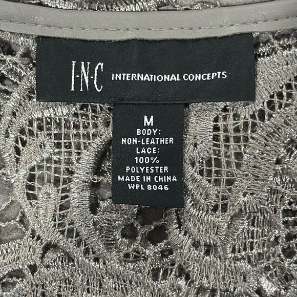 INC drape front pleather jacket with lace detailing on back - Picture 4 of 4